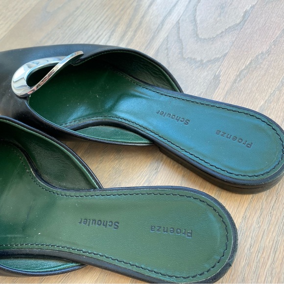 Proenza Schouler Black Leather Mules with Silver Buckle - Picture 3 of 5